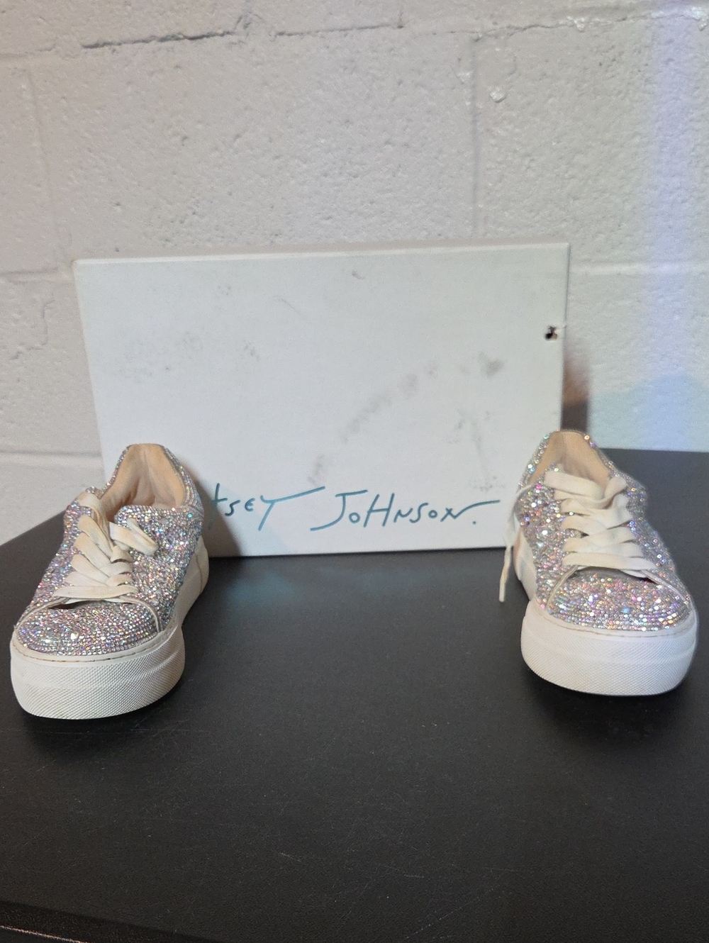 Betsey Johnson Sparkle Lace-Up Sneakers - Iridescent Glitter